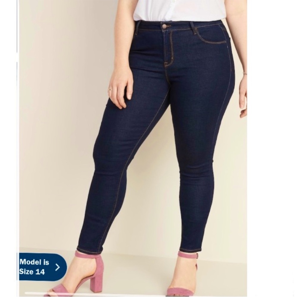 Old Navy‎ Rockstar Super Skinny Mid Rise Blue Jeans Dark Wash Denim Plus 26